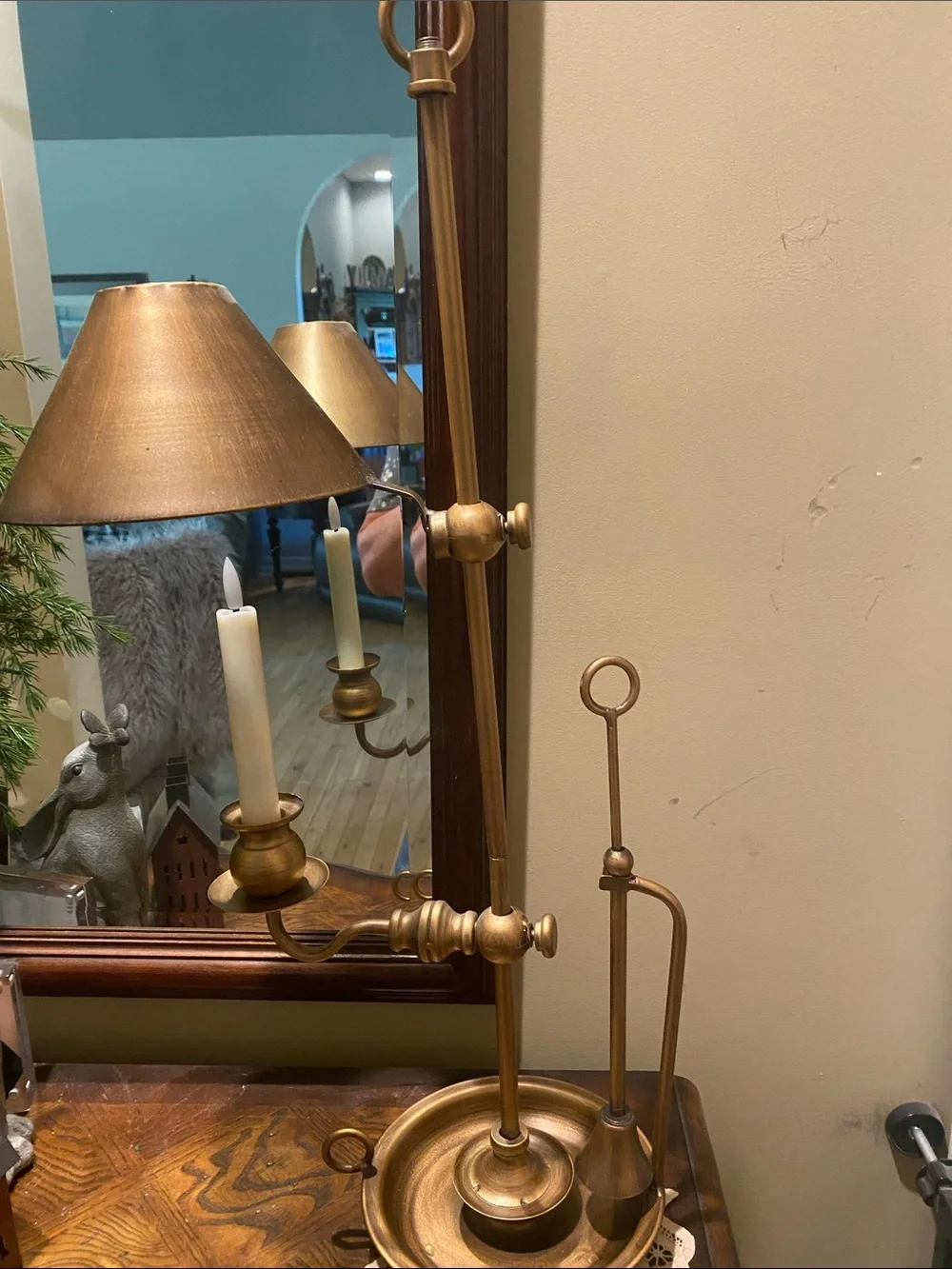 Brass Finish Adjustable table  Lamp with Candle-Style Arms